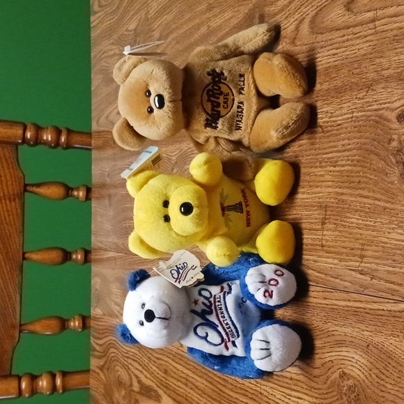Various Other - Bears Collection of 3 8" stuffed bears, Ohio Centennial,  NY City, HardRock Cafe
